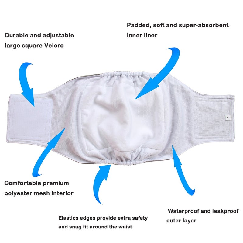 Teamoy Male Dog Belly Bands Washable 4-Pack, Reusable Dog Diapers Wraps for Incontinence & Marking (L2,20-24" Waist) - Image 2